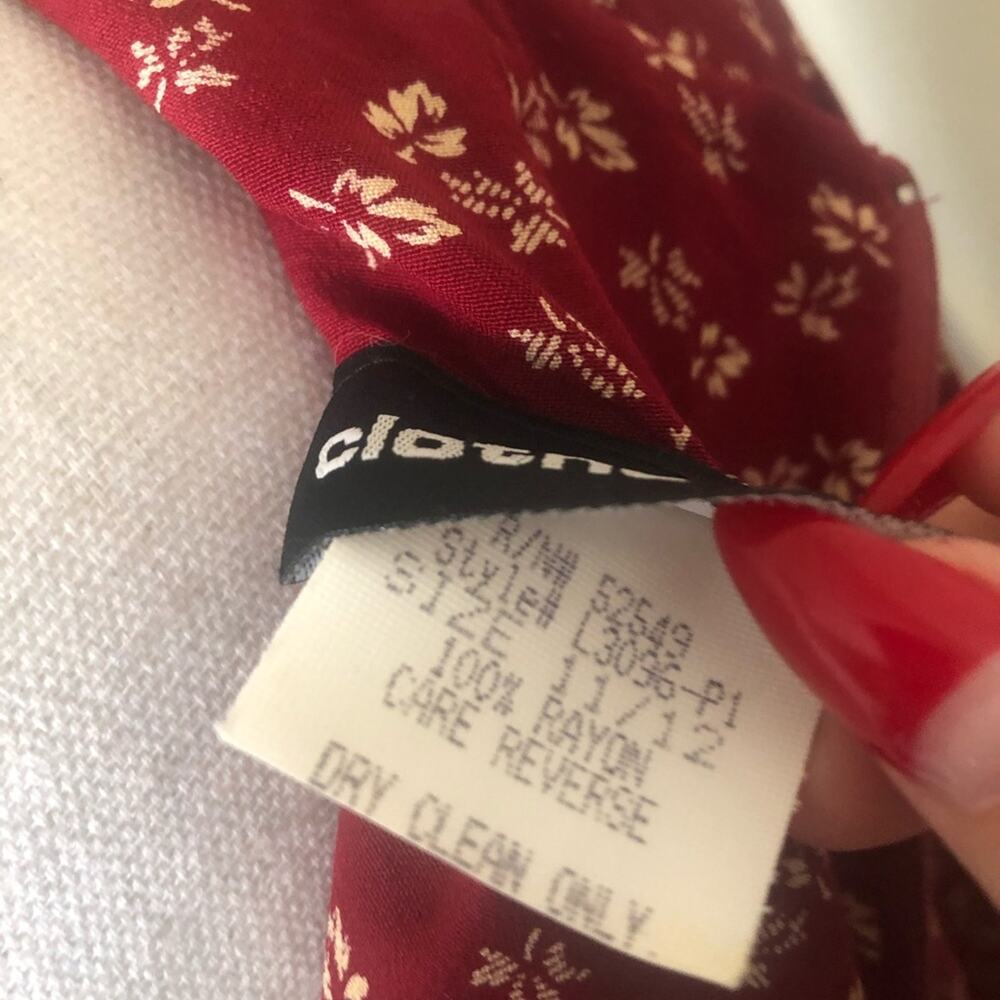 90s does 40s Red Leaf Prairie Dress - Picture 6 of 8